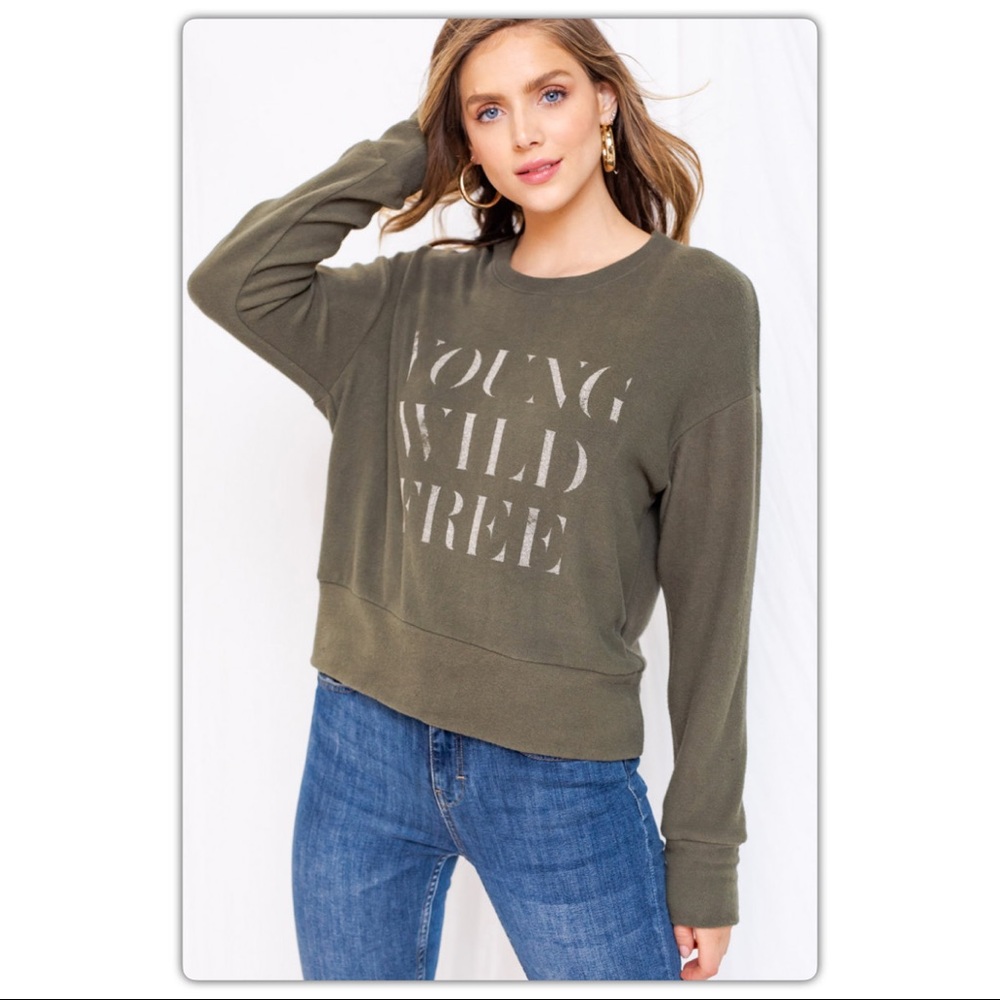 Young Wild Free Olive Sweater